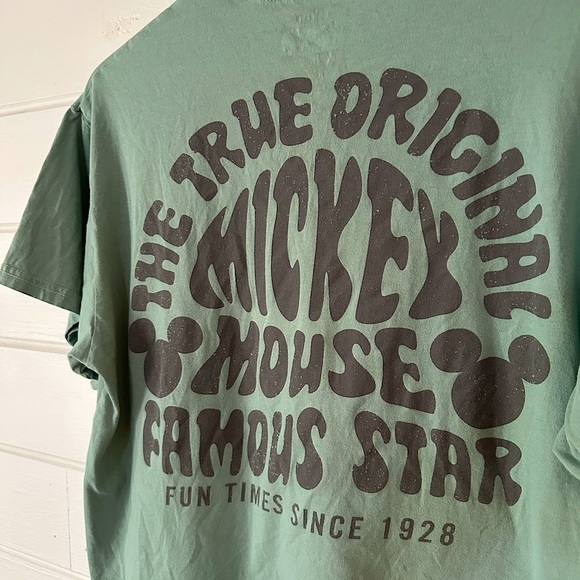Disney 100 Years Cotton Oversized Relaxed Fit Green Mickey Mouse T-Shirt Sz S - Picture 6 of 7